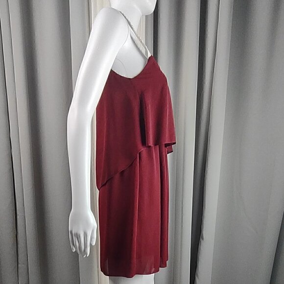 Newbury Kustom Burgundy Gameday Lined Dress With White Lace Straps Size Small - Picture 2 of 9
